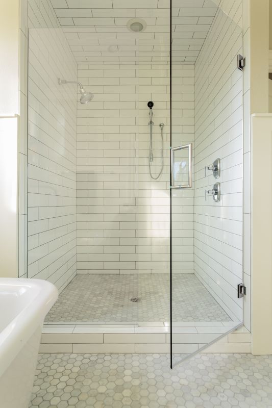 Contemporary Shower with Tile Work